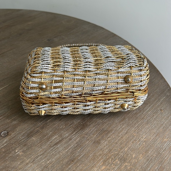 KORET Woven Golden and Silver Metallic Top Handle Handbag Vintage 60’s - Picture 7 of 15